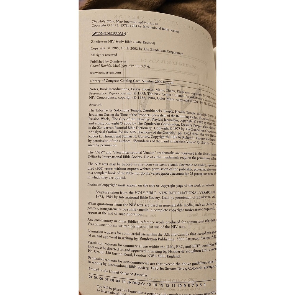 Zondervan NIV Study Bible Navy Blue Bonded Leather Thumb Indexed Large Print EUC - Picture 8 of 10